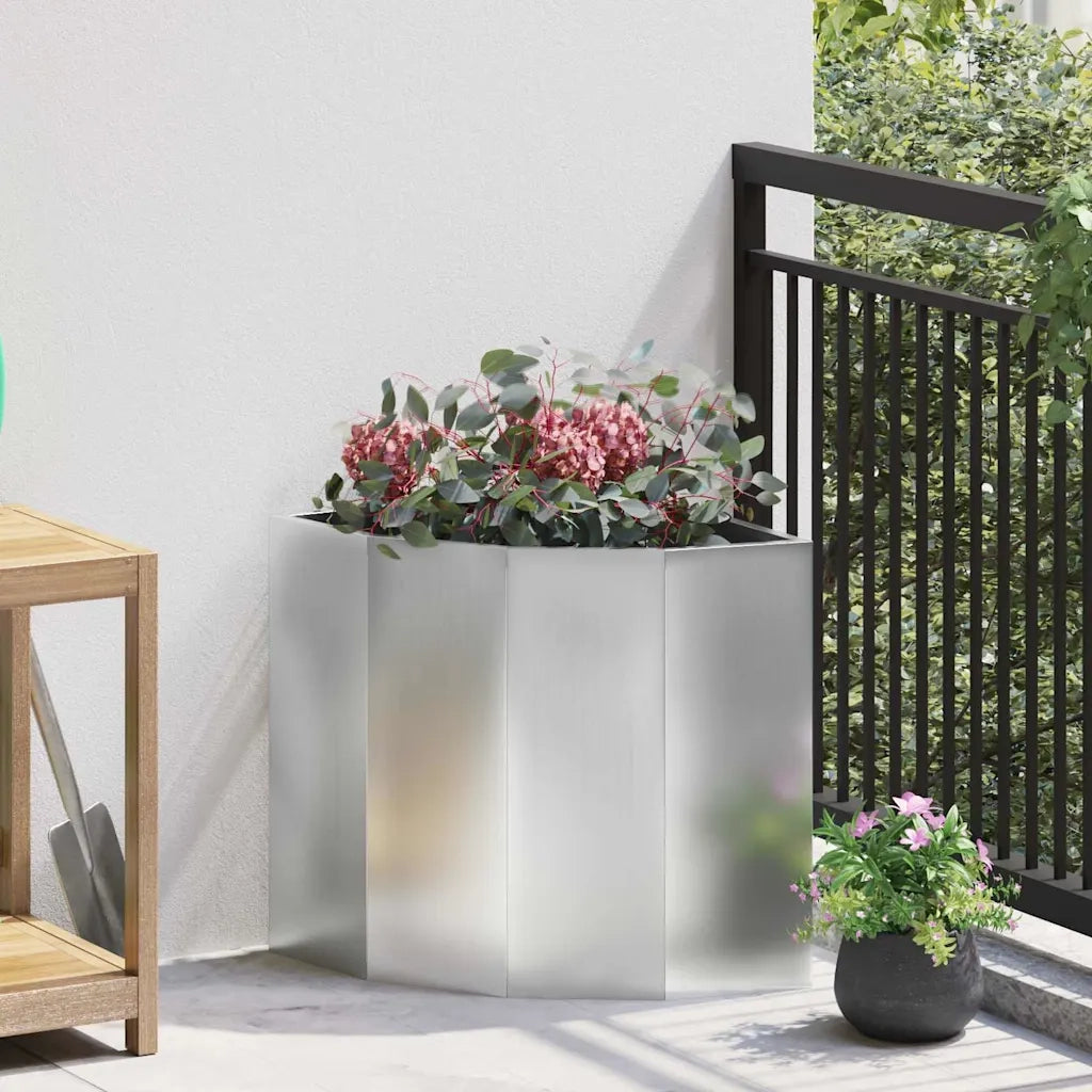 Fioriere | Cassetta per fiori | Vaso d'angolo Argento 45 x 45 x 50 cm Acciaio zincato