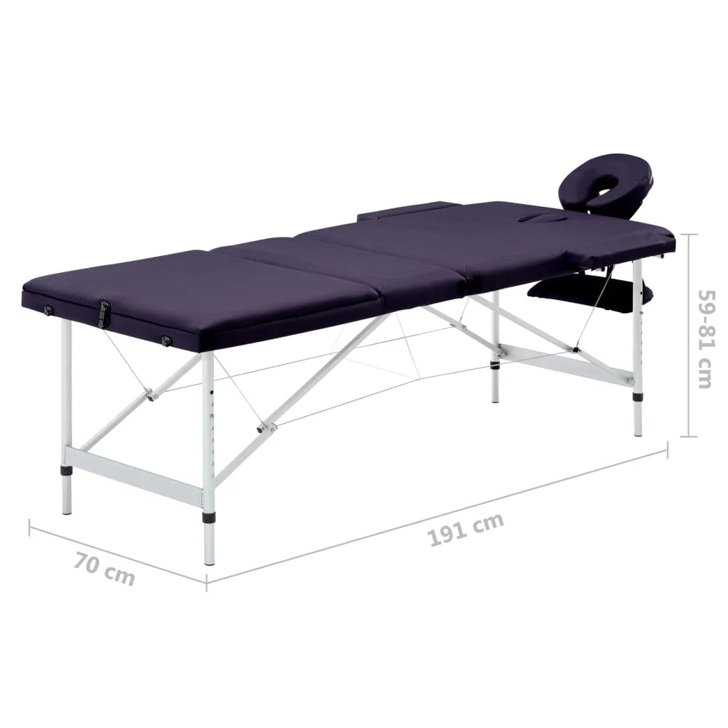 Lettino da massaggio pieghevole a 3 sezioni acciaio inox viola 02_0001828