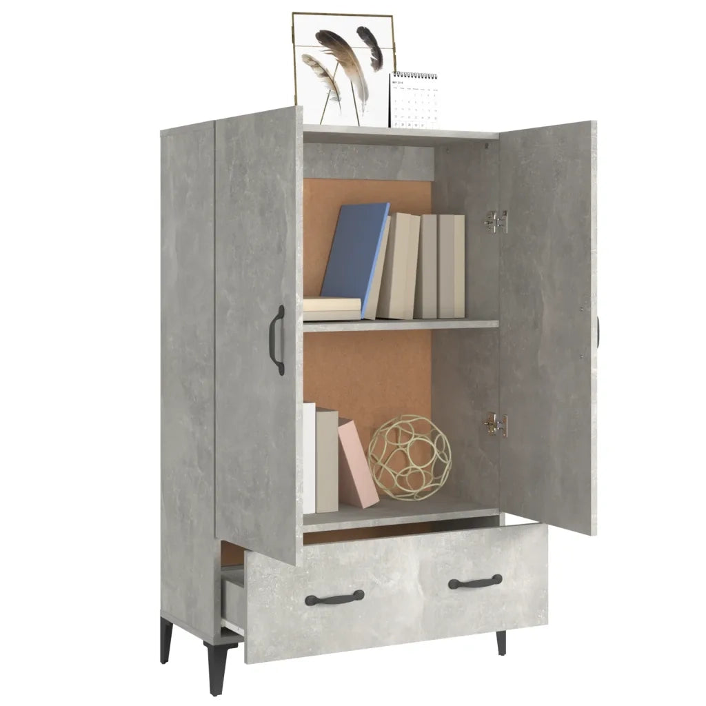 Credenza Grigio Cemento 70x31x115 cm in Legno Multistrato 812541