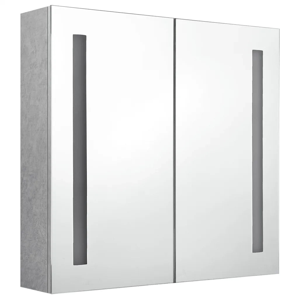 Armadietto Bagno con Specchio e LED Grigio Cemento 62x14x60 cmcod mxl 82227