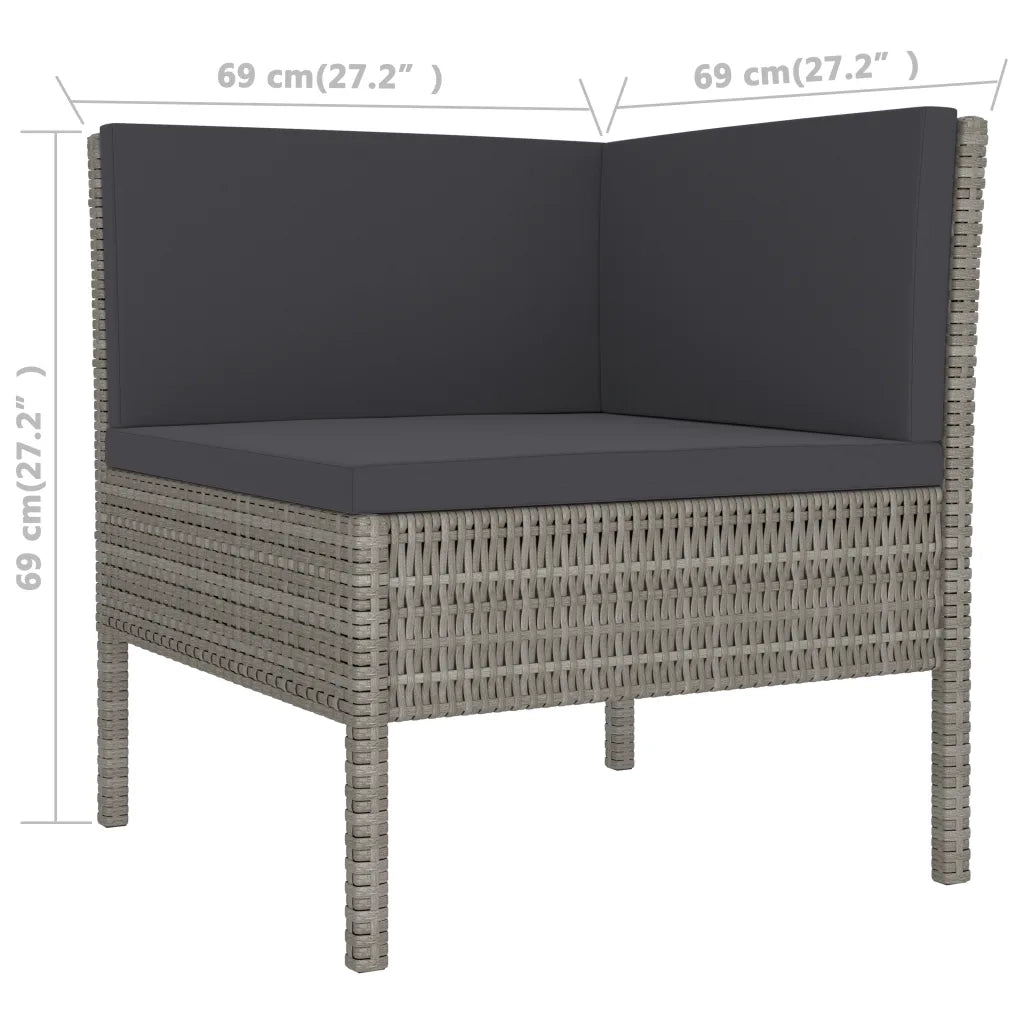 Set Divani da Giardino 3 pz con Cuscini in Polyrattan Grigio 310188