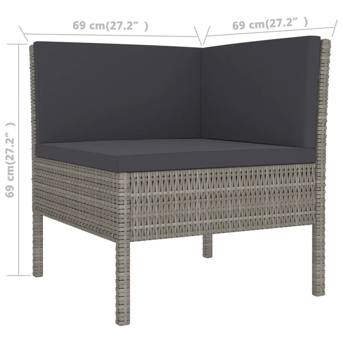 Set Divani da Giardino 3 pz con Cuscini in Polyrattan Grigio 310188