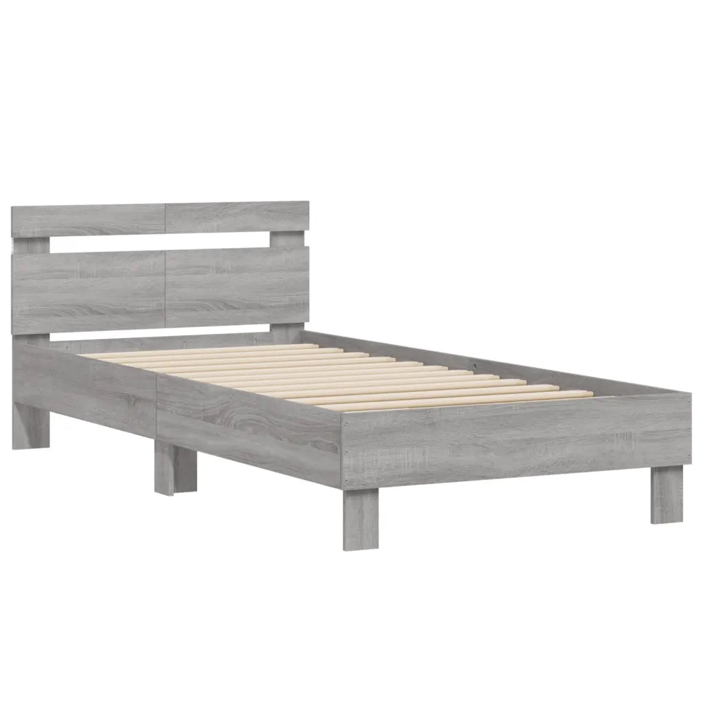 Giroletto con Testiera e LED-Struttura Letto con testiera Grigio Sonoma 100x200 cm 382181