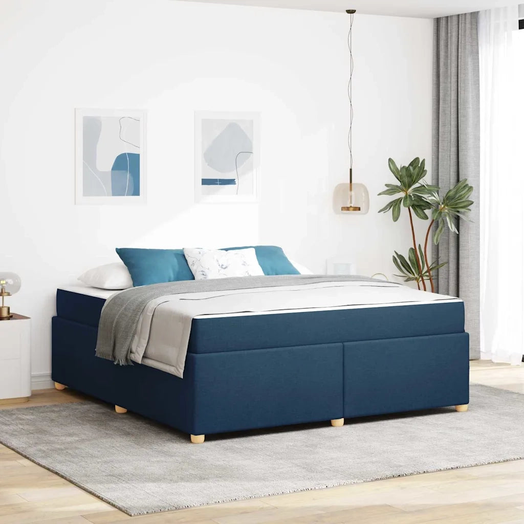 Struttura del letto con materasso Blu 180 x 200 cm Tessuto
