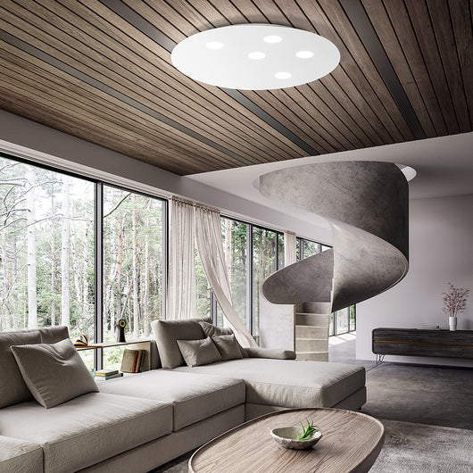 Plafoniera Contemporanea Random Alluminio Bianco Acrilico Led 45+32W 3000K