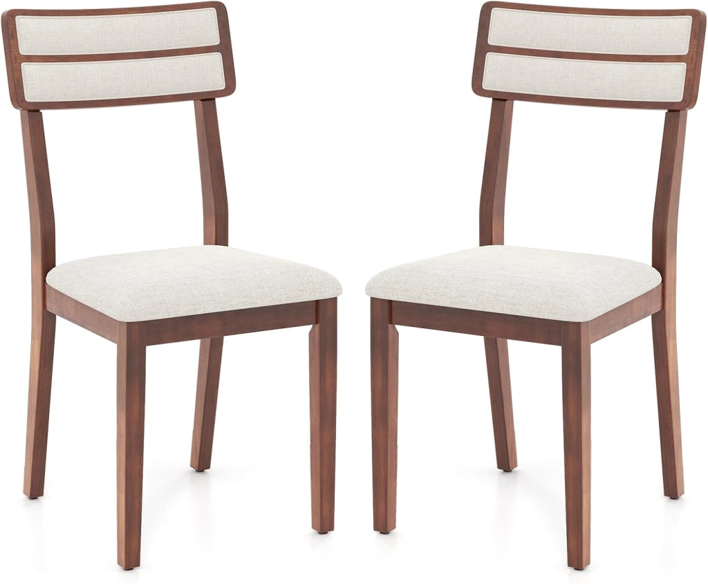 Set di 2 sedie da pranzo, sedie da cucina con seduta tappezzata, schienale alto, gambe in legno di gomma, per soggiorno, portata fino a 180 kg, 45 x 51 x 89 cm (Nogal)