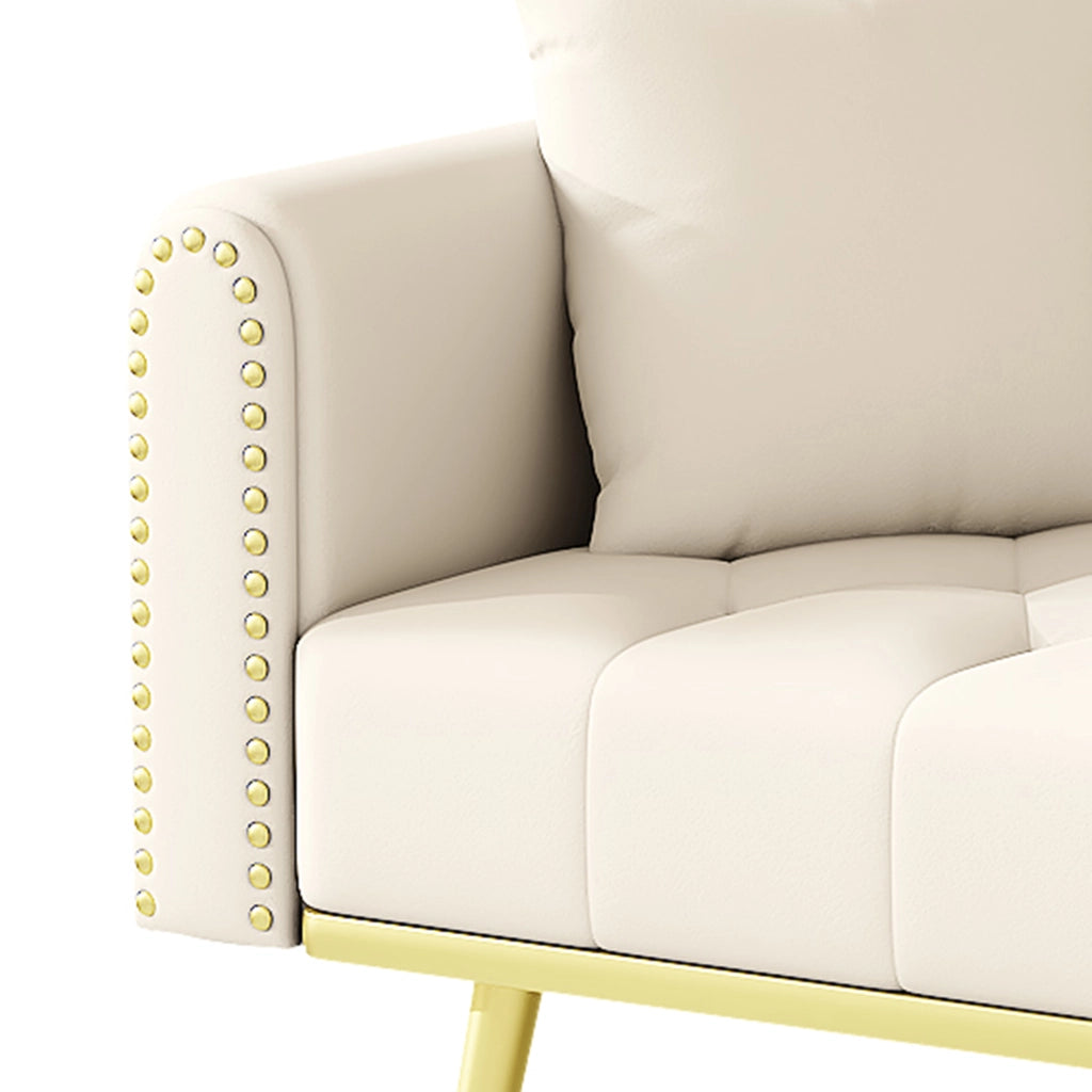 DIVANO LETTO 175x80x73,5 cm in velluto beige con schienale regolabile