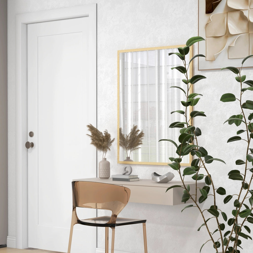 Specchio rettangolare per parete ¨C zephmum ¨C legno naturale 90x70 cm