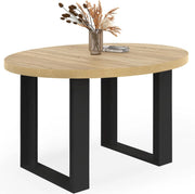 Tavolo da pranzo rotondo allungabile PHOENIX a 4 posti in legno e nero 110 cm