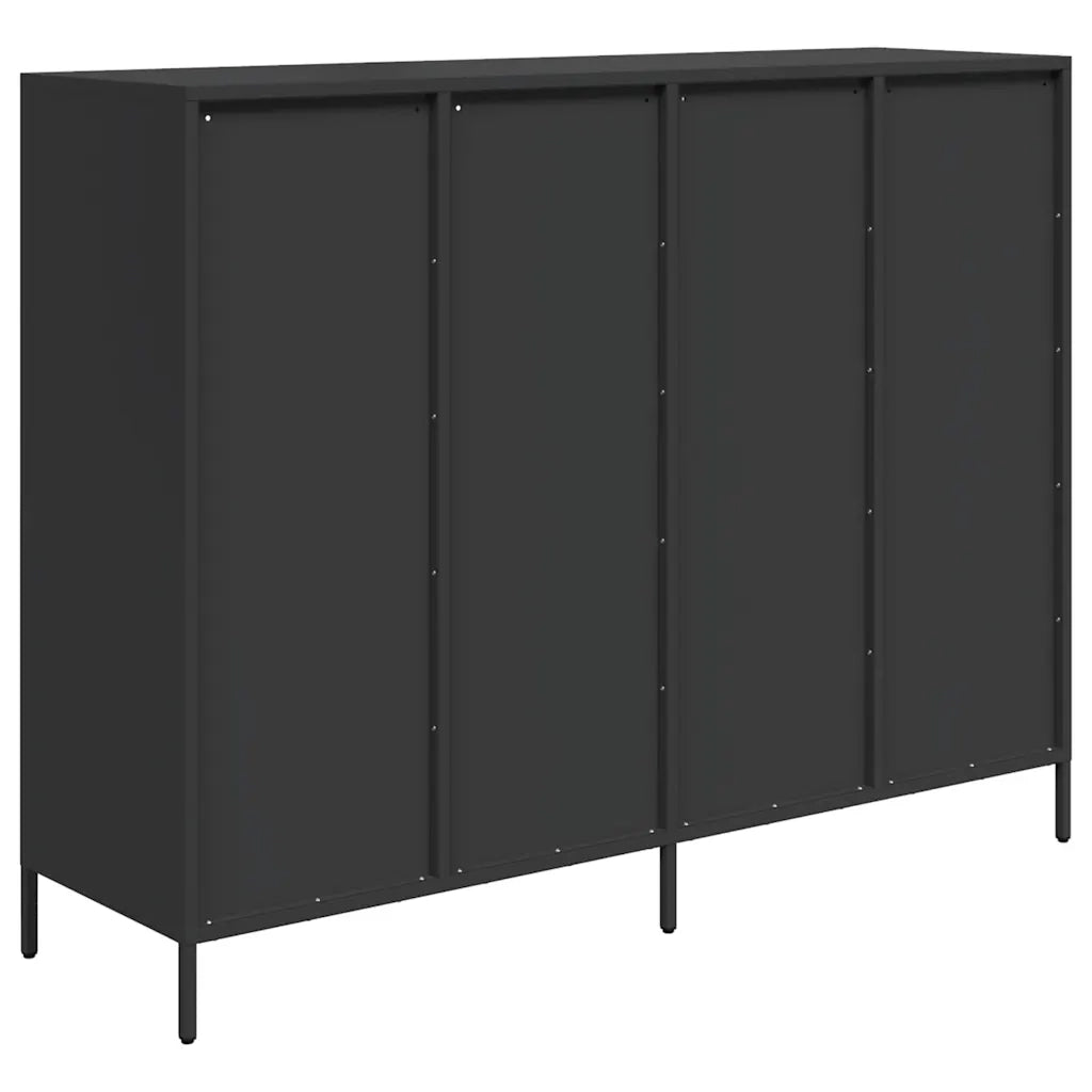 Credenza Nera 135x39x103,5 cm in Acciaio Laminato a Freddo