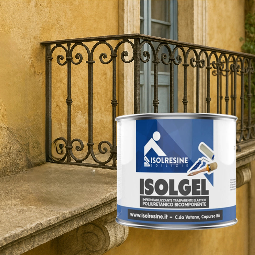 Impermeabilizzante trasparente bicomponente isolgel a 1 kg isolgel b 0,5 kg