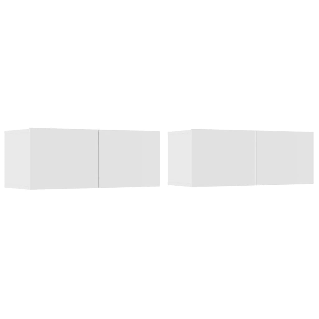 Set di mobili da 4 pezzi tra cui armadio credenza mobile TV televisore per soggiorno camera da letto salotto legno ingegnerizzato bianco 02_0024682