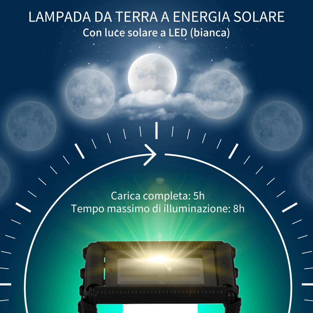 Lampada Solare da Giardino in Acciaio e Rattan ¨C Zephmum ¨C Nero 20x20x68 cm