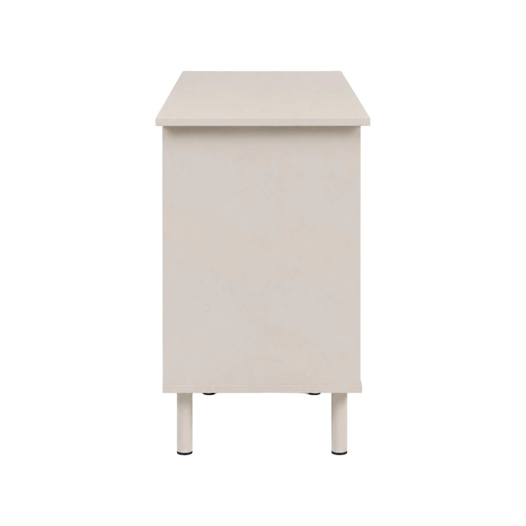 Scrivania decorata in legno e metallo 1 cassetto 1 anta, beige