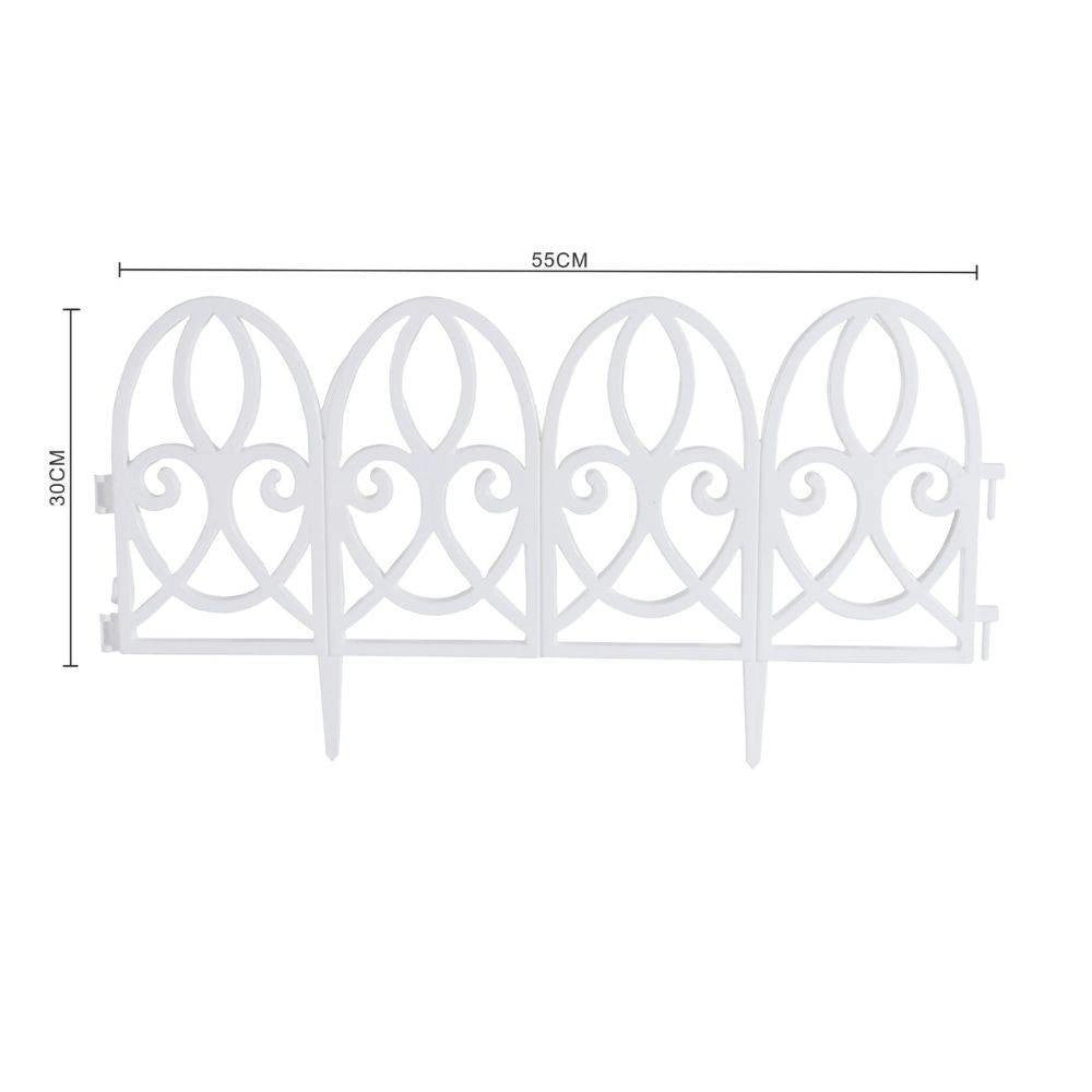 Trade Shop - Recinzione Per Giardino Steccato Bordo Bianco Prato In Polipropilene Dim 30x55cm -