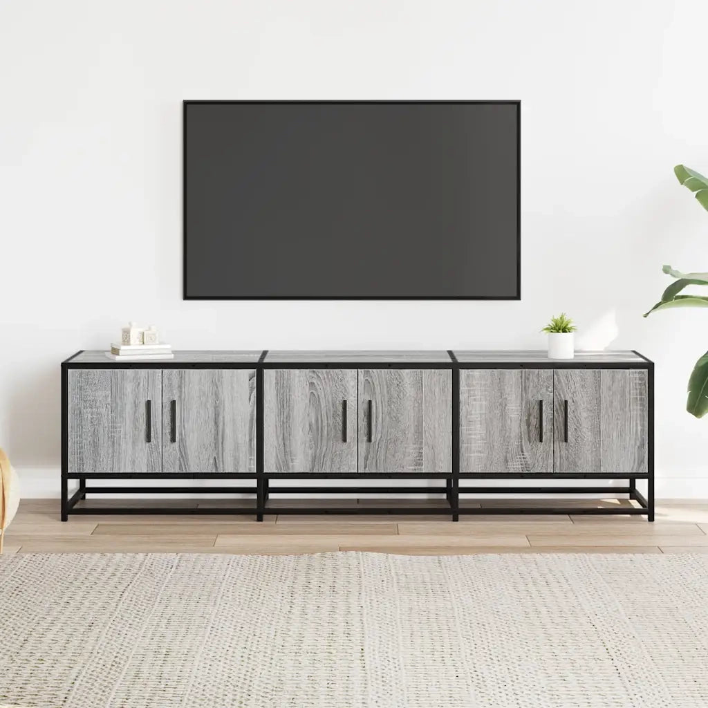 Mobile TV Grigio Sonoma 150x35x41cm in Truciolato e Metallo