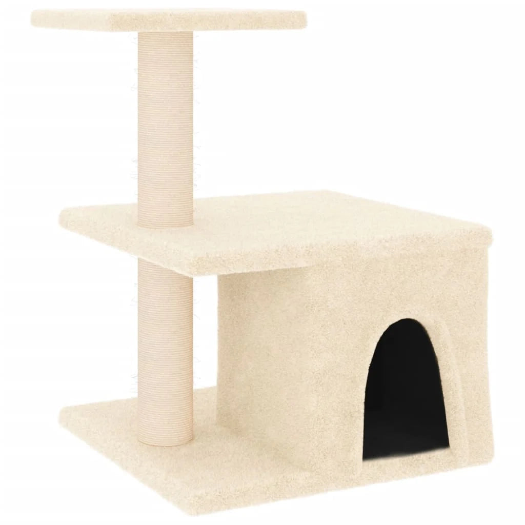 Tiragraffi per gatti Mobili per arrampicata su torre Tiragraffi piattaforma da arrampicata con tiragraffi in sisal 48 cm crema 02_0022514