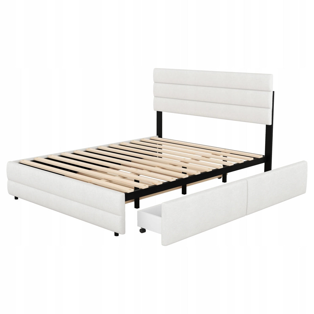 Letto 140x200 - Xylo - Beige con 2 cassetti senza materasso