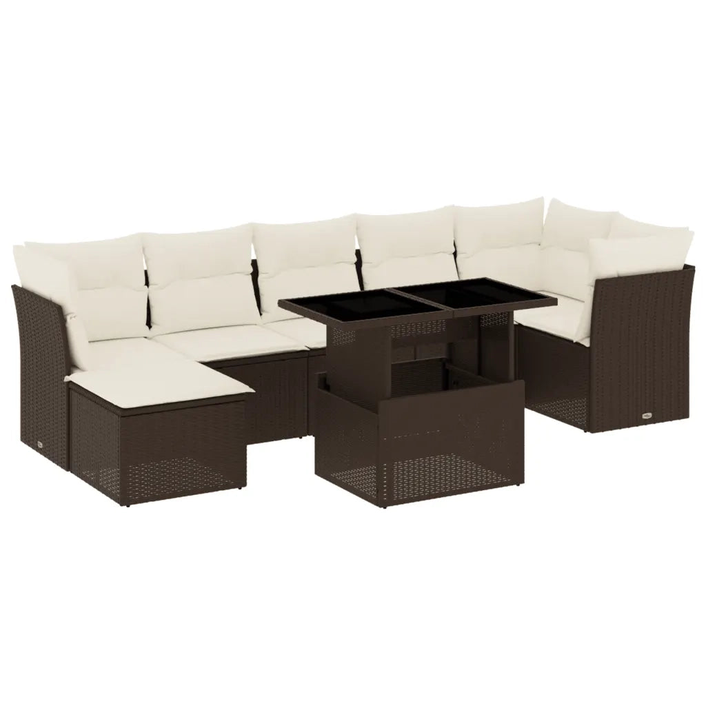 vidaXL Set Divani da Giardino 8 pz con Cuscini Marrone in Polyrattan