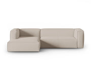 Cosmopolitan Design - Divano angolare sinistro "Mackay" 4 posti in velluto strutturato beige 