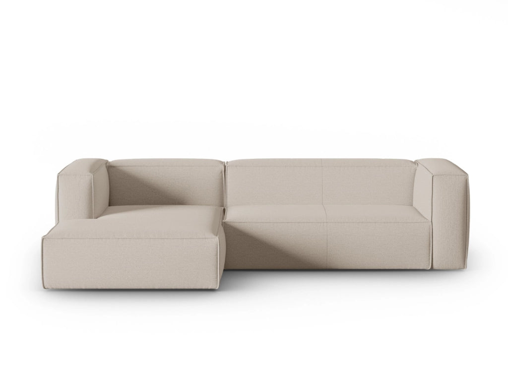 Cosmopolitan Design - Divano angolare sinistro "Mackay" 4 posti in velluto strutturato beige 