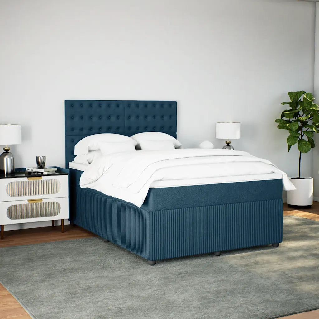 Giroletto a Molle con Materasso Blu 140x190 cm in Velluto