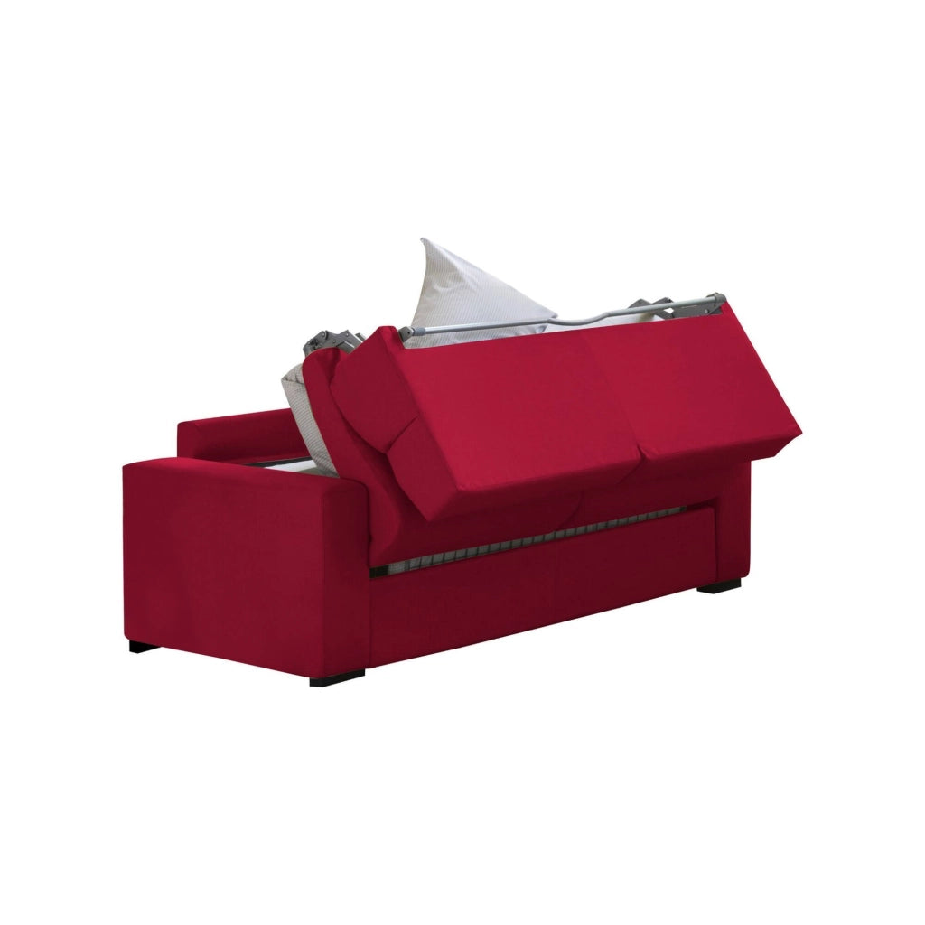 Sonico, Divano Letto 2 Posti Sfoderabile Made in Italy, 200x95 cm Rosso