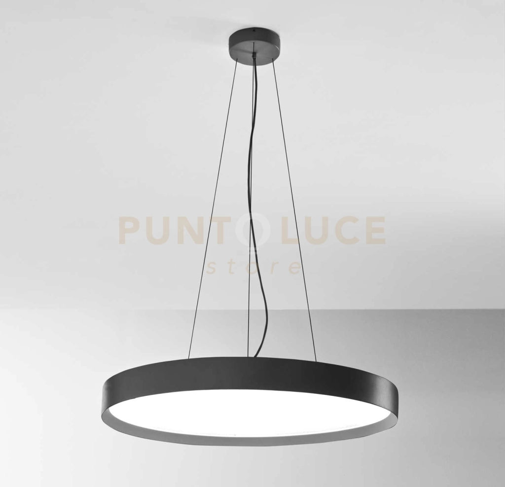 AVA S/M -  LAMPADARIO A SOSPENSIONE NERO A LED 3000-4000K 8400-8800LM 80W+12W DOPPIA EMISSIONE DIMMERABILE D.80CM