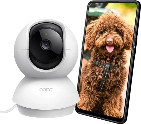 Camera di Sorveglianza WiFi FHD per Interno con Rotazione 360°, Audio Bidirezionale, Visibilità Notturna fino a 9m, Rilevamento Movimento e Notifiche, Memoria SD fino a 128 GB, Compatibile con Alexa e Google