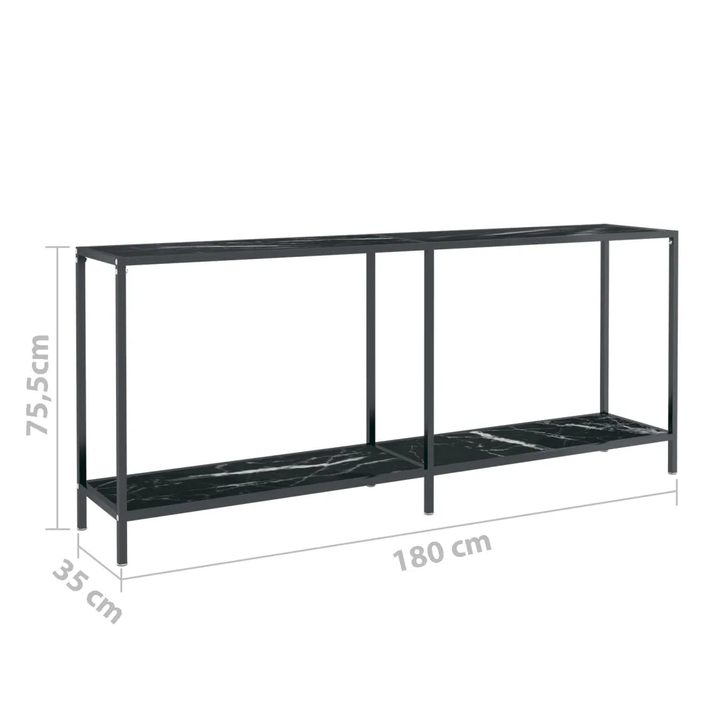 Tavolo Consolle Nero 180x35x75,5 cm in Vetro Temperato 331705