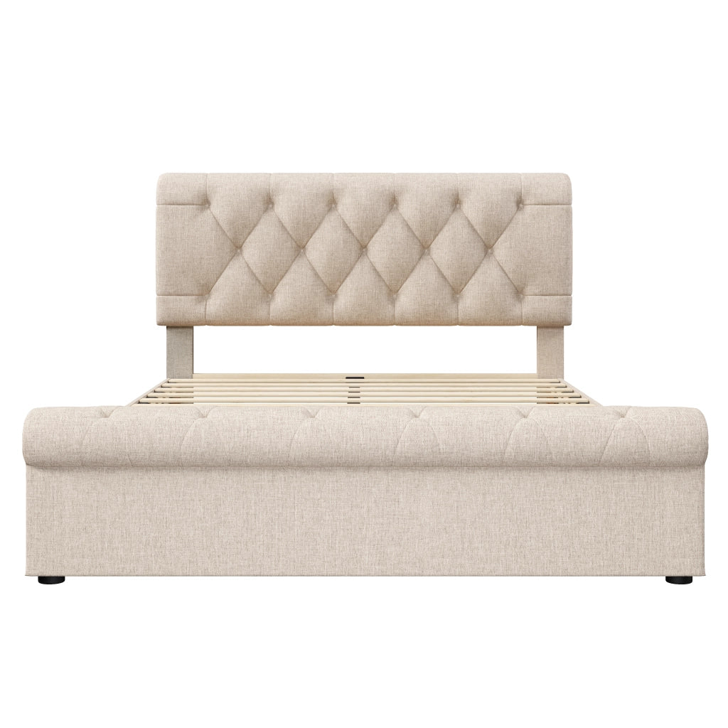 letto imbottito metallo e legno naturale 140x200 cm
