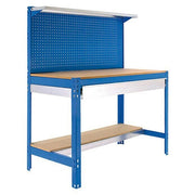 Banco tavolo da lavoro in metallo Simon Rack senza viti colore blu/legno 1445x1210x610 mm Made in Spain