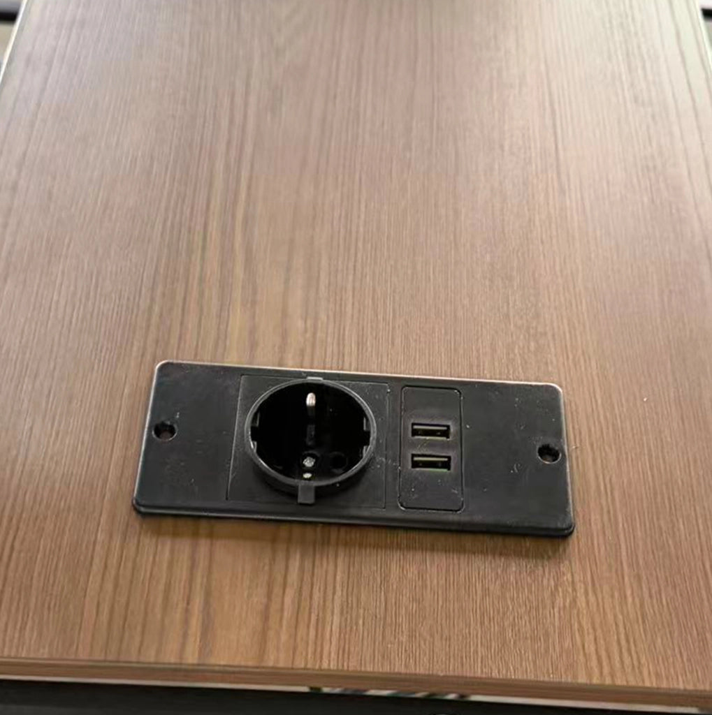 Letto a castello 90x200 cm in metallo e MDF con LED; scrivania; USB e vano contenitore; nero