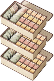 Organizzatore per abbigliamento, divisa pieghevole per cassetto, spazio di stoccaggio per intimo, adatto per camera da letto, armadio e cassetti (beige 3-delig, 17-delig)