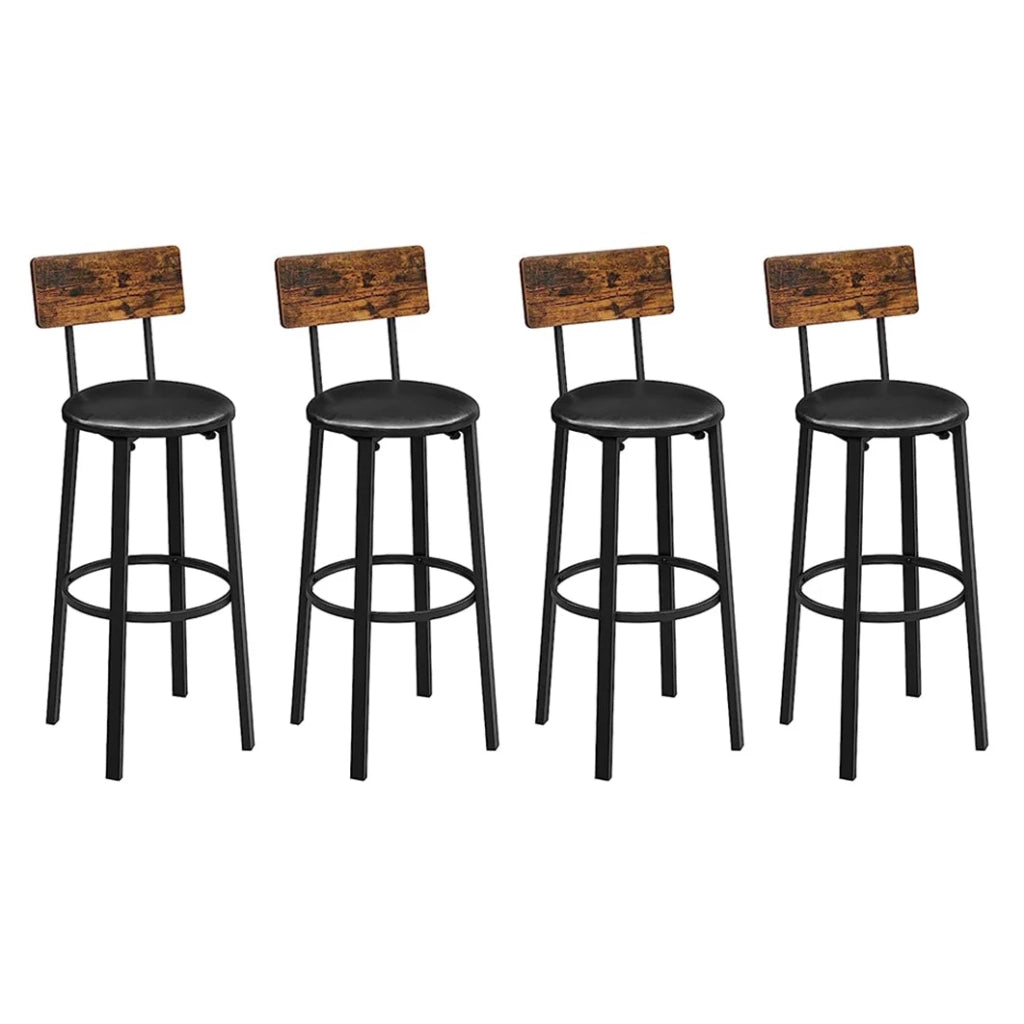 Sgabelli da bar set da 2 sgabelli alti con seduta imbottita 39 x 39 x 100 cm poggiapiedi montaggio facile stile industriale per cucina o sala da pranzo nero 12_0004971