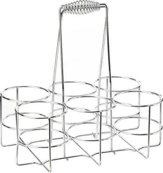 Sostegno flessa per 6 bottiglie - metallo cromato - argento - dimensioni: 31 x 31 x 21 cm
