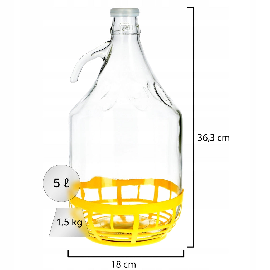 Set di 3 bottiglie KADAX Lady Balloon da 5 litri per vino, liquori, distillati clandestini, sidro, con tappi di sughero.