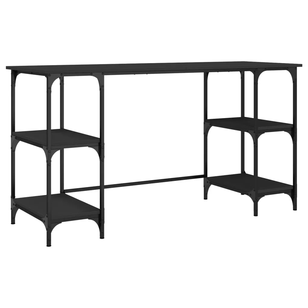 vidaXL Scrivania Nera 140x50x75 cm in Metallo e Legno Multistrato