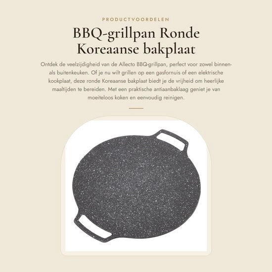 Piatto grill per BBQ - Teglia rotonda coreana - Antiscivolo - Argento - Adatto per interni ed esterni - 30 cm