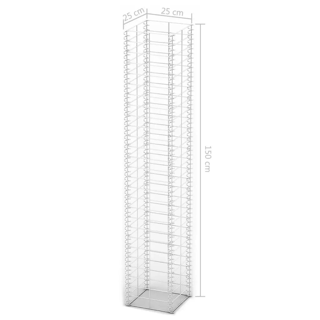 Set Gabbione 3 pz in Filo Zincato 25 x 25 x 150 cm 141046