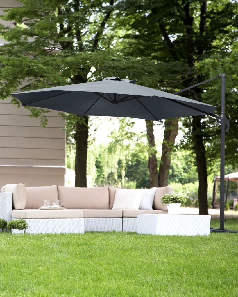 Ombrellone da giardino in tessuto grigio 240 cm girevole resistente agli agenti atmosferici
