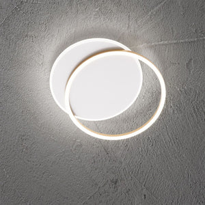 Plafoniera Moderna Orbita Metallo Bianco Oro Led 60W 3000K Dimmerabile Ip20