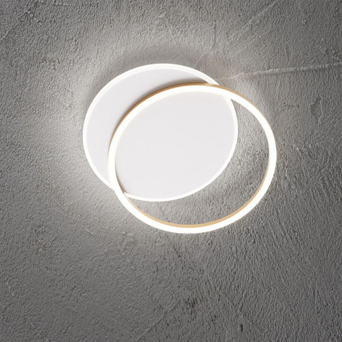 Plafoniera Moderna Orbita Metallo Bianco Oro Led 60W 3000K Dimmerabile Ip20