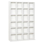 Mobile Libreria porta CD da 24 Ripiani ad Altezza Regolabile, in Truciolato, 130.5x89x20 cm, Bianco