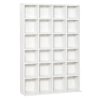 Mobile Libreria porta CD da 24 Ripiani ad Altezza Regolabile, in Truciolato, 130.5x89x20 cm, Bianco