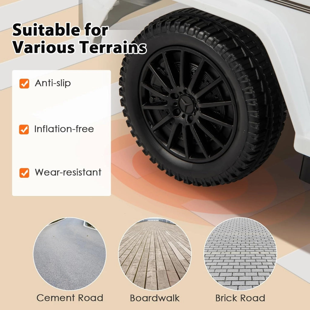 Mercedes-Benz Macchina per Bambini, Macchina con Barra Scorrevole Rimovibile, Tettuccio Parasole Regolabile, Clacson, Portaoggetti Nascosto, Regalo Bambini 1-3 Anni (Bianco)