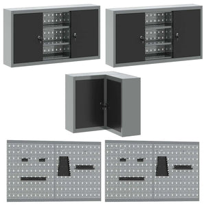 Set di mobili da lavoro con cassetto 12 pcs Nero e Grigio 3321512