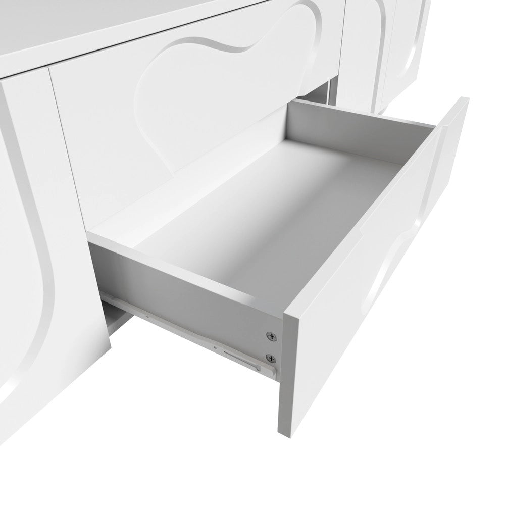 Mobile TV con Gambe in Legno ¨C Xylo ¨C Bianco, 180 cm