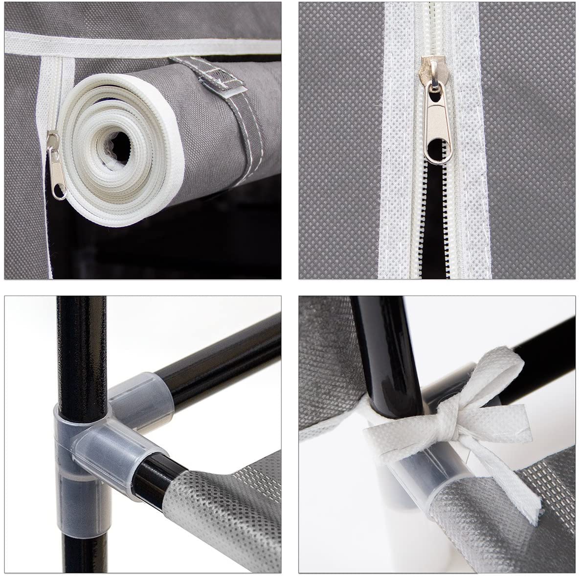 Mobile scarpiera ripiano in tessuto con cerniera 161 cm grigio 13_0001642