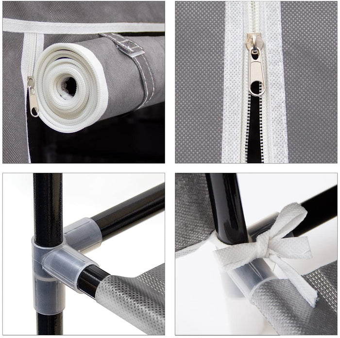 Mobile scarpiera ripiano in tessuto con cerniera 161 cm grigio 13_0001642